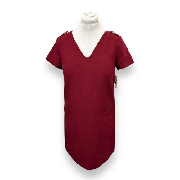 1. State Womens Wine Dress Size 6 Polyester & Rayon Blend Short Sleeve - Picture 1 of 9